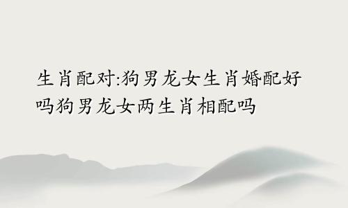 生肖配对:狗男龙女生肖婚配好吗狗男龙女两生肖相配吗