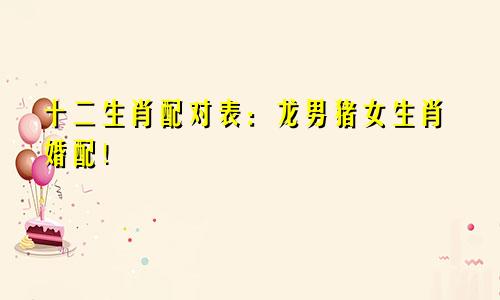 十二生肖配对表：龙男猪女生肖婚配！