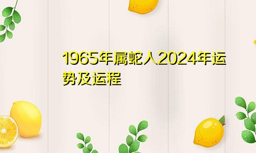 1965年属蛇人2024年运势及运程