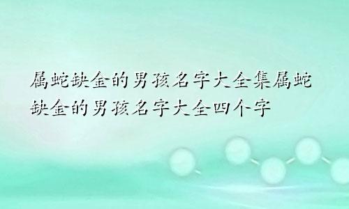 属蛇缺金的男孩名字大全集属蛇缺金的男孩名字大全四个字