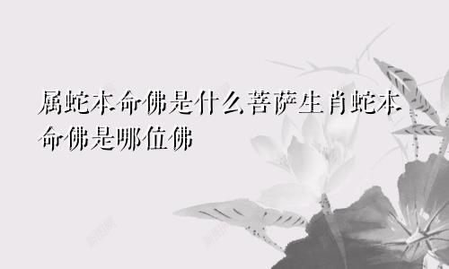 属蛇本命佛是什么菩萨生肖蛇本命佛是哪位佛