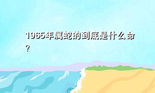 1965年属蛇的到底是什么命？