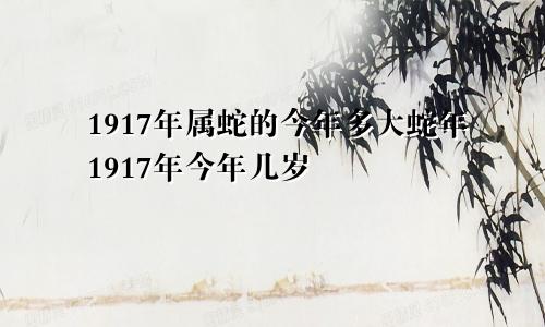 1917年属蛇的今年多大蛇年1917年今年几岁