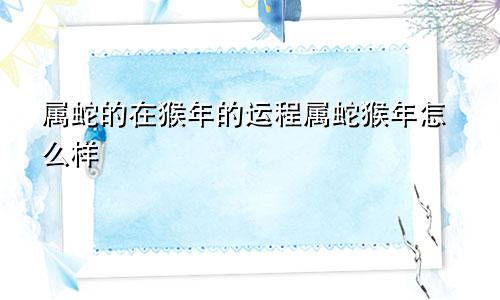 属蛇的在猴年的运程属蛇猴年怎么样