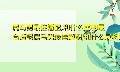 属马男最佳婚配,和什么属相最合适呢属马男最佳婚配,和什么属相最合适婚姻