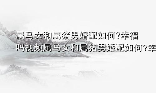 属马女和属猪男婚配如何?幸福吗视频属马女和属猪男婚配如何?幸福吗