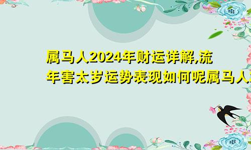 属马人2024年财运详解,流年害太岁运势表现如何呢属马人2024年财运详解,流年害太岁运势表现如何样