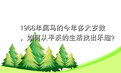 1966年属马的今年多大岁数，如何从平淡的生活找出乐趣？