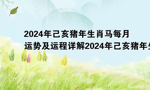 2024年己亥猪年生肖马每月运势及运程详解2024年己亥猪年生肖马每月运势及运程如何