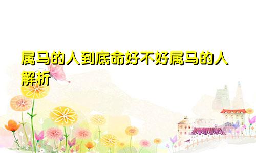 属马的人到底命好不好属马的人解析