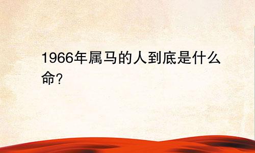 1966年属马的人到底是什么命？