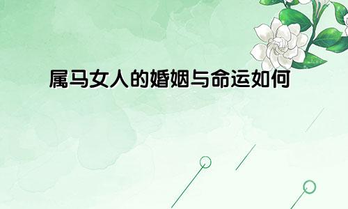 属马女人的婚姻与命运如何
