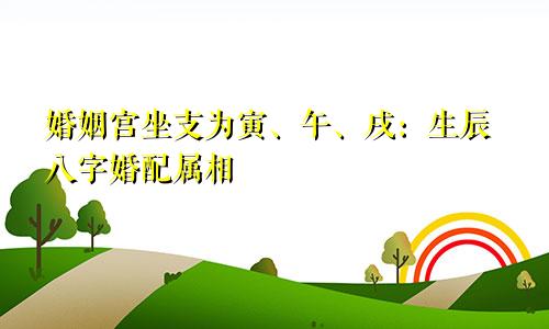婚姻宫坐支为寅、午、戌：生辰八字婚配属相