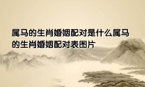 属马的生肖婚姻配对是什么属马的生肖婚姻配对表图片