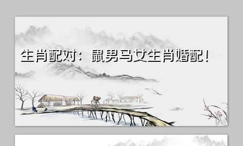 生肖配对：鼠男马女生肖婚配！