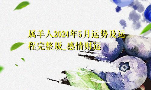 属羊人2024年5月运势及运程完整版_感情财运