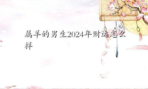 属羊的男生2024年财运怎么样