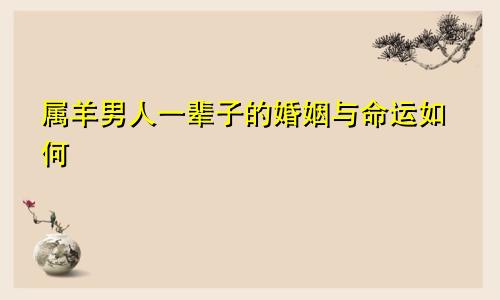 属羊男人一辈子的婚姻与命运如何
