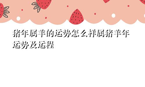 猪年属羊的运势怎么样属猪羊年运势及运程