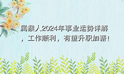 属猴人2024年事业运势详解，工作顺利，有望升职加薪！