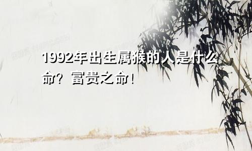 1992年出生属猴的人是什么命？富贵之命！