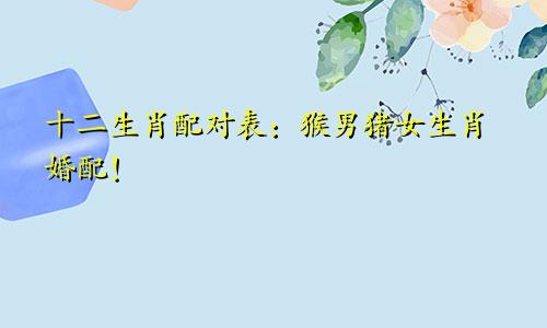 十二生肖配对表：猴男猪女生肖婚配！