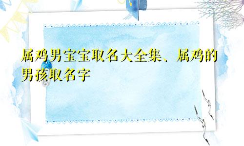 属鸡男宝宝取名大全集、属鸡的男孩取名字