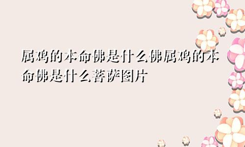 属鸡的本命佛是什么佛属鸡的本命佛是什么菩萨图片