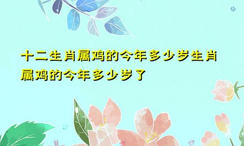 十二生肖属鸡的今年多少岁生肖属鸡的今年多少岁了