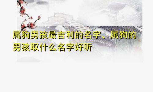 属狗男孩最吉利的名字、属狗的男孩取什么名字好听