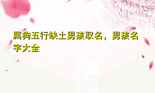 属狗五行缺土男孩取名，男孩名字大全