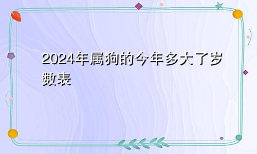 2024年属狗的今年多大了岁数表