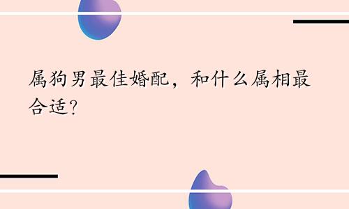 属狗男最佳婚配，和什么属相最合适？