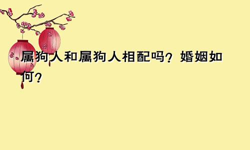 属狗人和属狗人相配吗？婚姻如何？