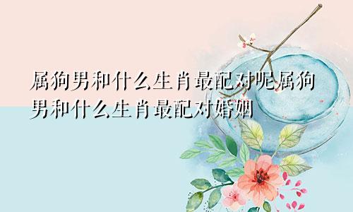 属狗男和什么生肖最配对呢属狗男和什么生肖最配对婚姻