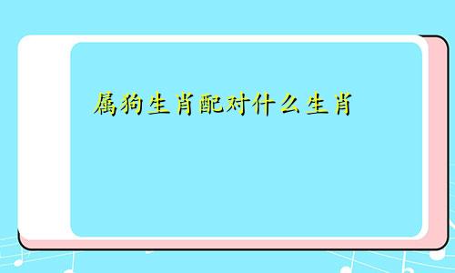 属狗生肖配对什么生肖