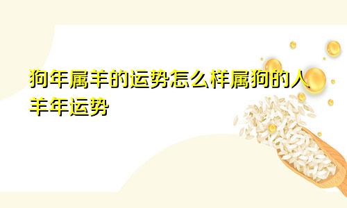 狗年属羊的运势怎么样属狗的人羊年运势