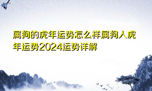 属狗的虎年运势怎么样属狗人虎年运势2024运势详解