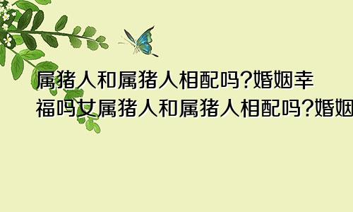 属猪人和属猪人相配吗?婚姻幸福吗女属猪人和属猪人相配吗?婚姻幸福吗视频