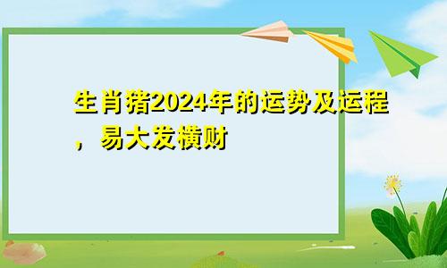 生肖猪2024年的运势及运程，易大发横财