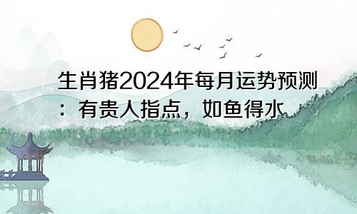 生肖猪2024年每月运势预测：有贵人指点，如鱼得水