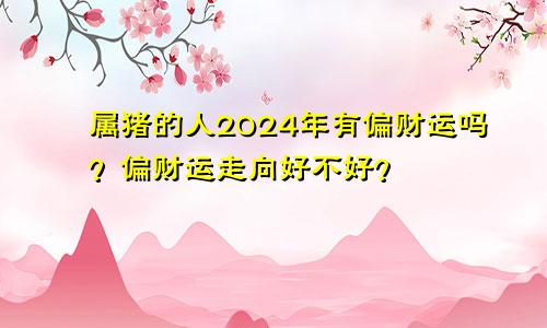 属猪的人2024年有偏财运吗？偏财运走向好不好？