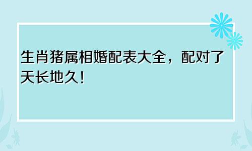 生肖猪属相婚配表大全，配对了天长地久！