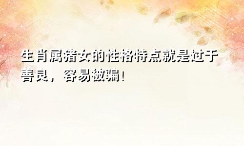 生肖属猪女的性格特点就是过于善良，容易被骗！