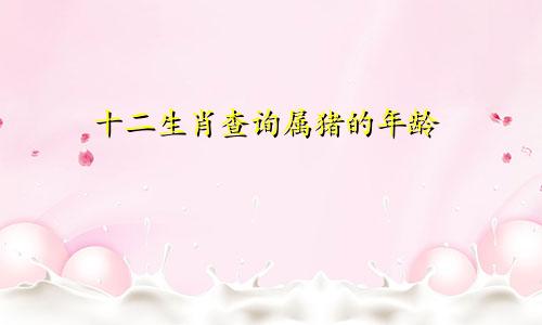 十二生肖查询属猪的年龄