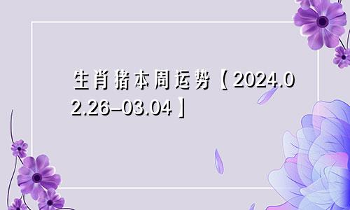 生肖猪本周运势【2024.02.26-03.04】