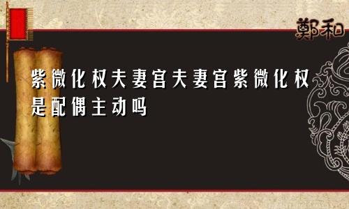 紫微化权夫妻宫夫妻宫紫微化权是配偶主动吗