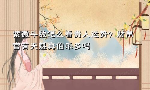 紫微斗数怎么看贵人运势?财帛宫有天魁真伯乐多吗