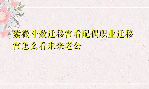 紫微斗数迁移宫看配偶职业迁移宫怎么看未来老公
