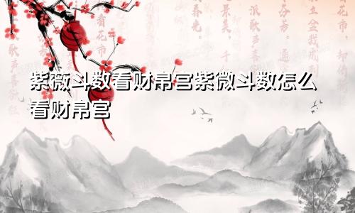 紫薇斗数看财帛宫紫微斗数怎么看财帛宫